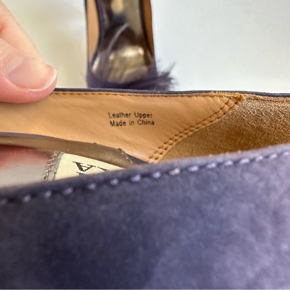 Badgley Mischka Ginnie Purple Suede Peep Toe Feather Heel Pump 8 - Picture 15 of 15